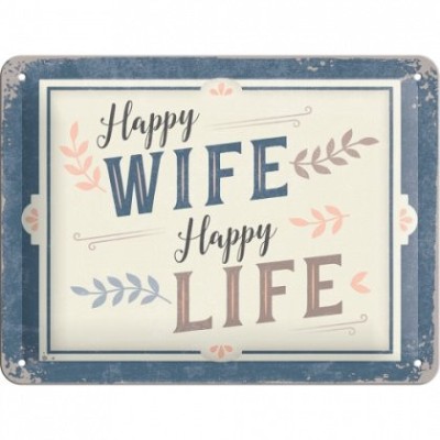 Placa metalica - Happy Wife Happy Life - 15x20 cm foto