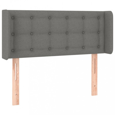 Tăblie de pat cu aripioare gri &amp;icirc;nchis 93x16x78/88 cm textil foto