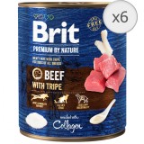 Hrana umeda pentru caini Brit Premium, Beef With Tripes, 6 x 800g