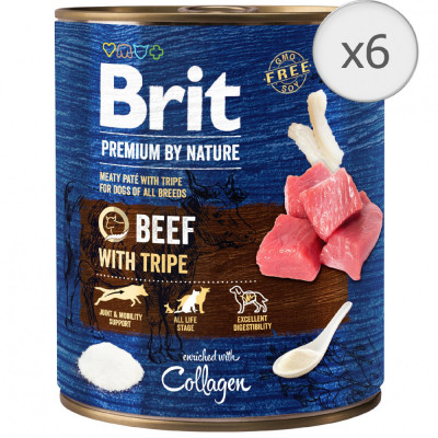 Hrana umeda pentru caini Brit Premium, Beef With Tripes, 6 x 800g foto