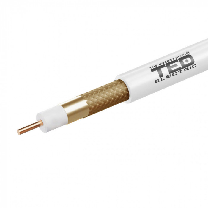 Cablu coaxial 75 ohm RG6 cupru + tresa rola 305ml TED Wire Expert New TED002365 BBB