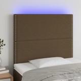 Cumpara ieftin Tăblie de pat cu LED, maro &icirc;nchis, 100x5x118/128 cm, textil