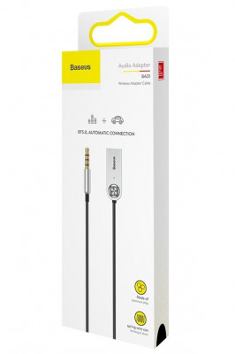 Adaptor Audio Bluetooth 5.0 Usb Baseus BA01 Bluetooth 5.0 Audio Receiver Cable Aux Jack Audio Adapter Black CABA01-01 foto