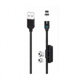 Cablu de date si Incarcare USB XO-NB128 Magnetic 3in1, 2.4A, 1 m, Negru, Blister