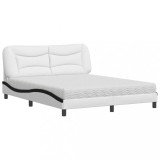 Cumpara ieftin Pat cu saltea, Hvar, alb si negru, 160x200 cm, piele ecologica