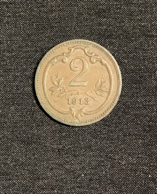 Moneda 2 heller 1913 Austria foto