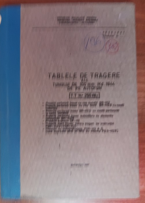myh 112 - Tablele de tragere ale tunului - 1987