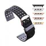 Cumpara ieftin Curea silicon cu doua fete, compatibila Apple Watch 9|8|7|6|5|4|3|2|1 Series, 41mm|40mm|38mm, Negru/Gri