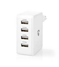 Alimentator incarcator 220V - USB 24W 2x2.4A 2x1A alb NEDIS foto