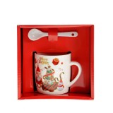 Cana 220 ml cu lingurita model craciun