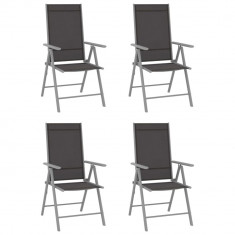 Set mobilier de gradina, 5 piese, argintiu si negru, aluminiu