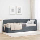 Cumpara ieftin Cadru de pat coltar Gri inchis 80 x 200 cm Catifea