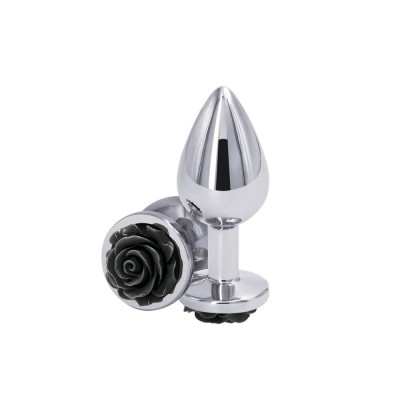 Dop Anal Rear Assets Rose, Argintiu+Negru, Medium, 8.5 cm foto