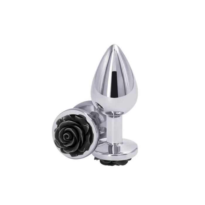 Dop Anal Rear Assets Rose, Argintiu+Negru, Medium, 8.5 cm