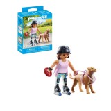 Cumpara ieftin Playmobil - Figurina patinatoare cu animalut de colectie caine Retriever
