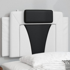 vidaXL Pernă pentru tăblie pat, alb și negru, 80 cm, piele artificială