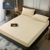 Cumpara ieftin Husa de Pat din Catifea cu Elastic si 2 Fete de Perna 50x70cm,180x200cm,Crem Inchis-D136