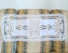 Napron/ Centru de masa Vintage din In cu broderie belgiana cu panglici