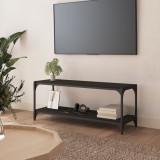 Cumpara ieftin Comodă TV, negru, 100x33x41 cm, lemn prelucrat și oțel