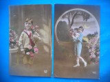 HOPCT 1788 COPII--ROMANTICA-FRANTA-LOT 2 CARTI POSTALE VECHI-CIRCULATE