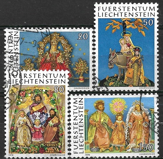 B0807 - Lichtenstein 1976 - Craciun 4v. stampilat,serie completa