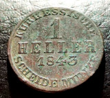 GERMANIA - HESSEN - KASSEL - 1 Heller 1843 - Friedrich Wilhelm - Cupru, Europa, Cupru (arama)