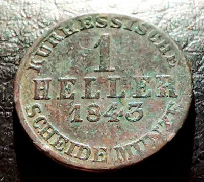 GERMANIA - HESSEN - KASSEL - 1 Heller 1843 - Friedrich Wilhelm - Cupru foto