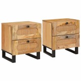 vidaXL Dulap de noapte cu sertar 2 pcs natural 40 x 33 x 46 cm 4018043