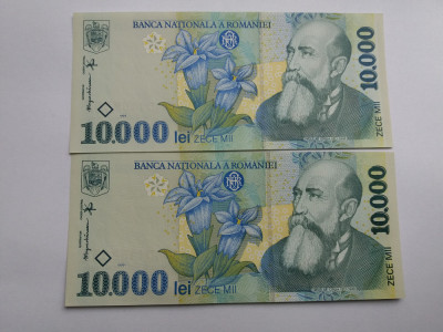Romania -10000 lei 1999-UNC-Consecutive foto