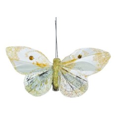 Fluturas roz lucios cu clema, accesoriu pentru draperii,perdele si diverse 10 cm - Alb