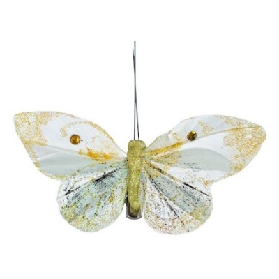 Fluturas roz lucios cu clema, accesoriu pentru draperii,perdele si diverse 10 cm - Alb foto