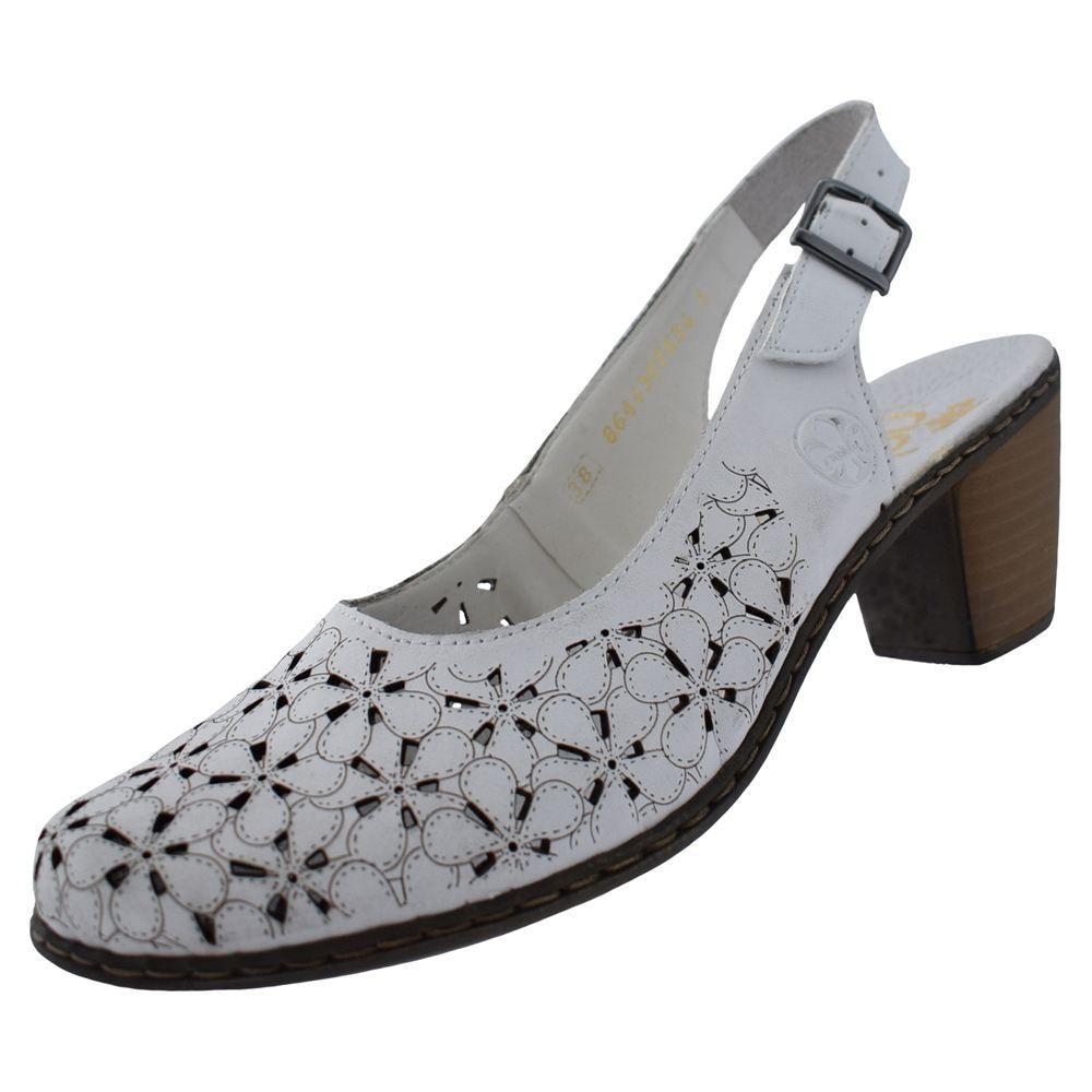 Pantofi dama, din piele naturala, marca Rieker, 40981-80-13-22, alb, 39, 41  | Okazii.ro