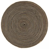 VidaXL Covor lucrat manual cu model spiralat, negru, 120 cm, iută