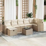 vidaXL Set canapele de grădină, 8 piese, cu perne, bej, poliratan 3325414