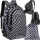 Rucsac scolar 30L cu model &icirc;n carouri, sac inclus, Kruzzel