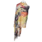 Fular dama NOR, grena/verde, 170x70