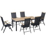 Set mobilier gradina/terasa, negru si stejar, 1 masa, 6 scaune, Abigail GartenVIP DiyLine, ART