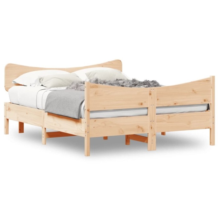 Gossi cadru de pat fara saltea, 135x190 cm, lemn masiv de pin
