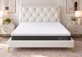 Pat Myra 160x190 cm Tapitat Catifea Crem cu Somiera Inclusa