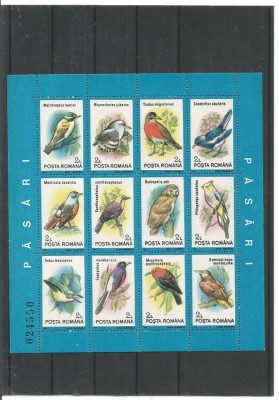 (No8)timbre-Romania PASARI -bloc foto