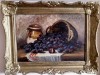 Constantin Păun-&quot;Coş cu prune&quot;, pictură &icirc;n ulei pe p&acirc;nză, Natura statica, Realism