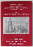 HARMUTH RAITH , ANSICHTKARTENAUKTION ( LICITATIE DE CARTE POSTALA ), 11 APRIL 1992 , TEXT IN LIMBA GERMANA