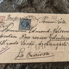 Plic circulat recomandat Craiova,1889, francat 15+25 bani Vulturi, extrem de rar