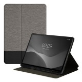 Book Cover kwmobile pentru Samsung Galaxy Tab S8/Galaxy Tab S7, Textil, Gri/Negru, 60385.25, Piele Ecologica