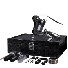 Set caseta cu accesorii de vin, Silver Classic Design, 9 piese