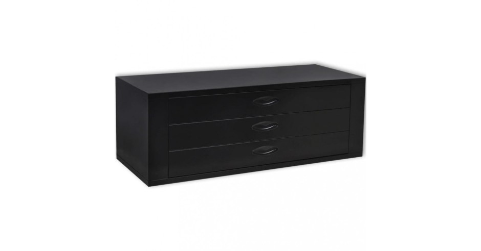 Scrin metalic negru, 3 sertare cu rulmenti, 89.5x36x32 cm, depozitare ...
