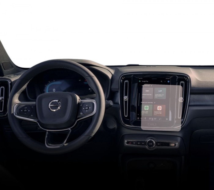 Folie Protectie Navigatie Volvo XC40 Recharge 2022+, Duragon, protectie Display Navigatie, silicon Transparent, Anti-zgarieturi, kit instalare