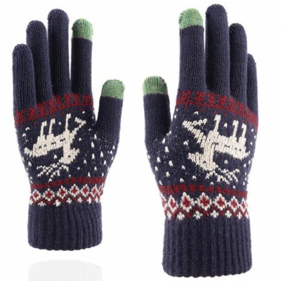 Manusi touchscreen dama Techsuit Reindeer, lana, albastru, ST0002 foto
