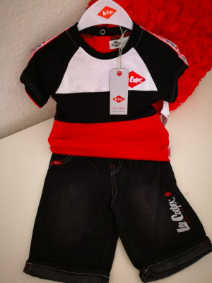 set 2 piese baiat , bluza maneca scurta + pantalon blug Lee Cooper , 92 cm foto