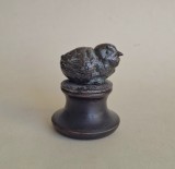 Prespapier inceput sec XX, privighetoare, L 6 cm